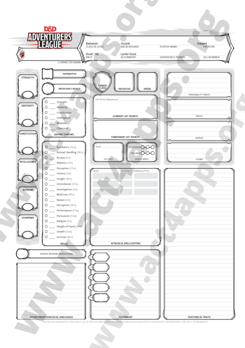 D D Form Fillable Character Sheet Appearance Printable Forms Free Online