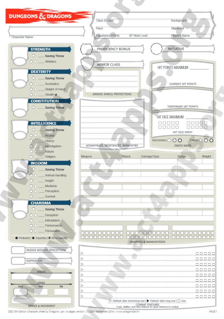 dnd 5e compact character sheet pdf download