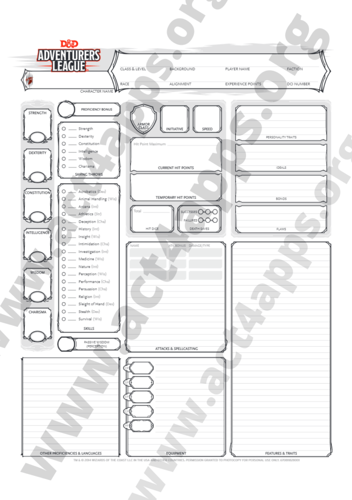 Dnd 5e Character Sheet Pdf Editable Fillable Downloadable Act4apps